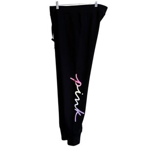 Victoria's Secret PINK Skinny Jogger Pant S Black Everyday Fleece Ombre Logo